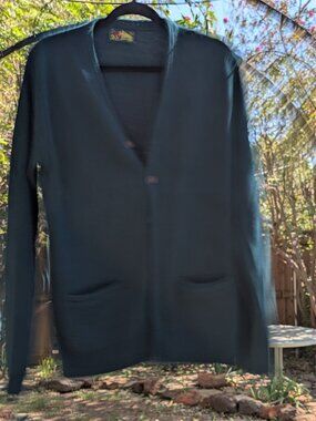 ALPS Teal Green Knit Grandpa Cardigan Sweater Wood Buttons L